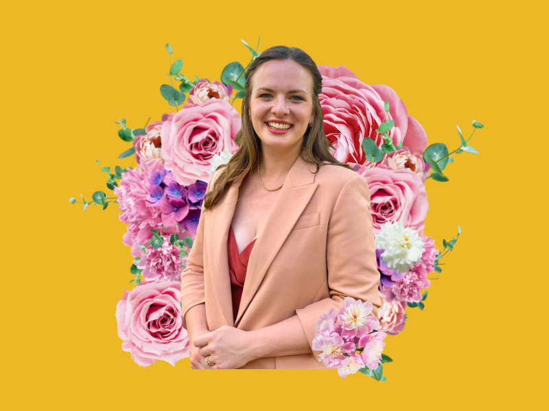 Collage Photo of Hannah Novak surrounded by flowers