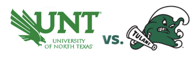 University of North Texas Mascot (a green eagle) vs Tulane's Angry green wave mascot