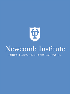 Logo in White on blue background reading Newcomb Institute Director's Advisory Council